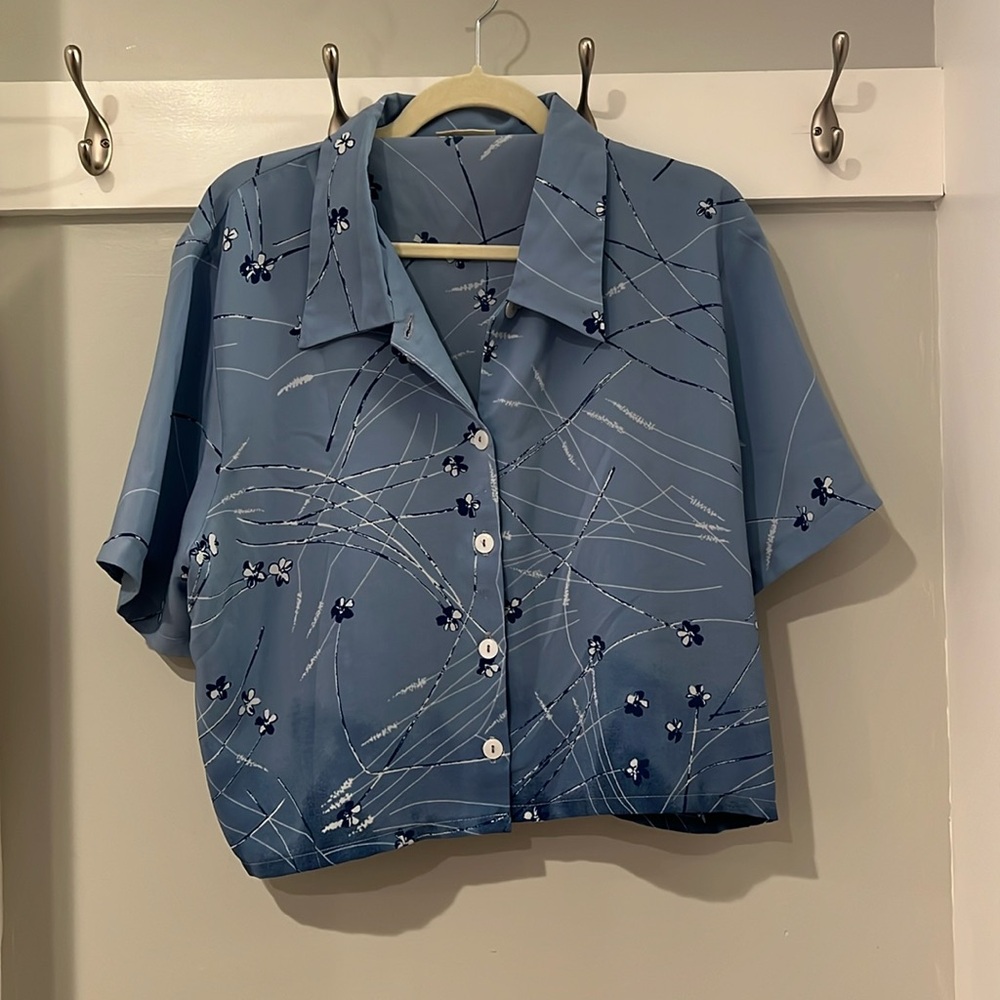 Vintage Floral Button-Up Blouse